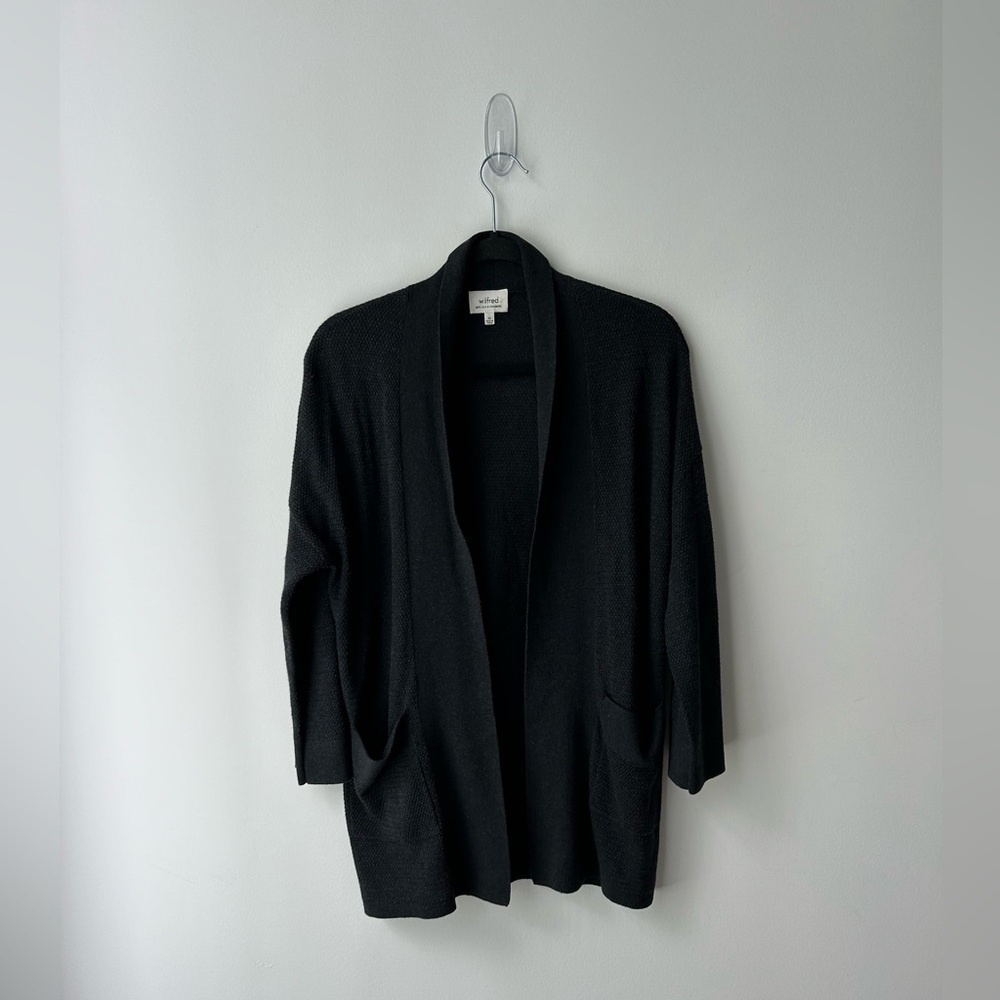 Aritzia Wilfred grey knit copernic silk cashmere cardigan sweater - Picture 2 of 13